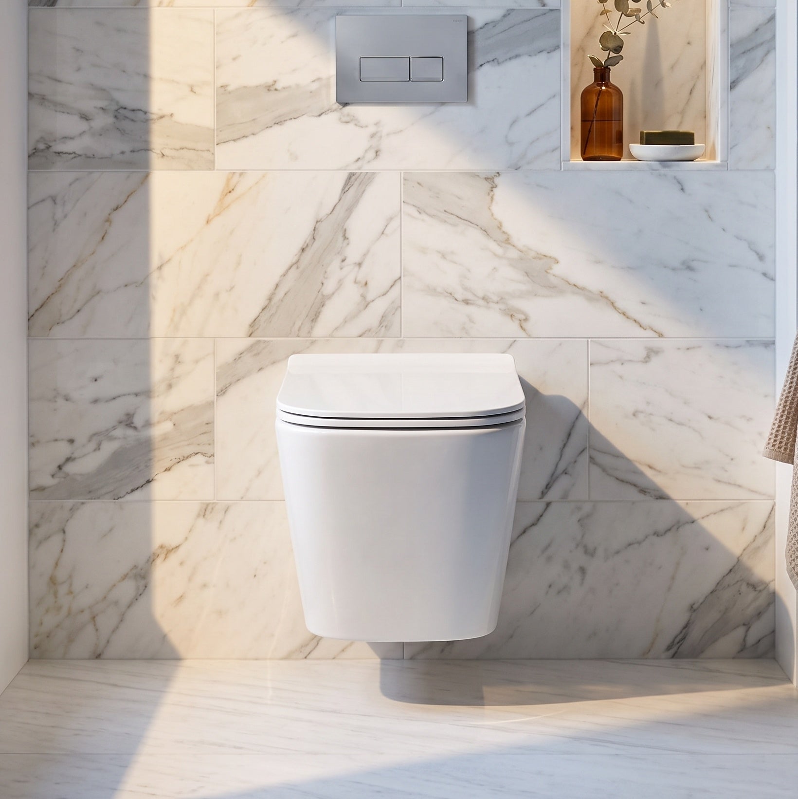 Dezine Cubo Pure Stort Hung Toilet with Soft Close Seat