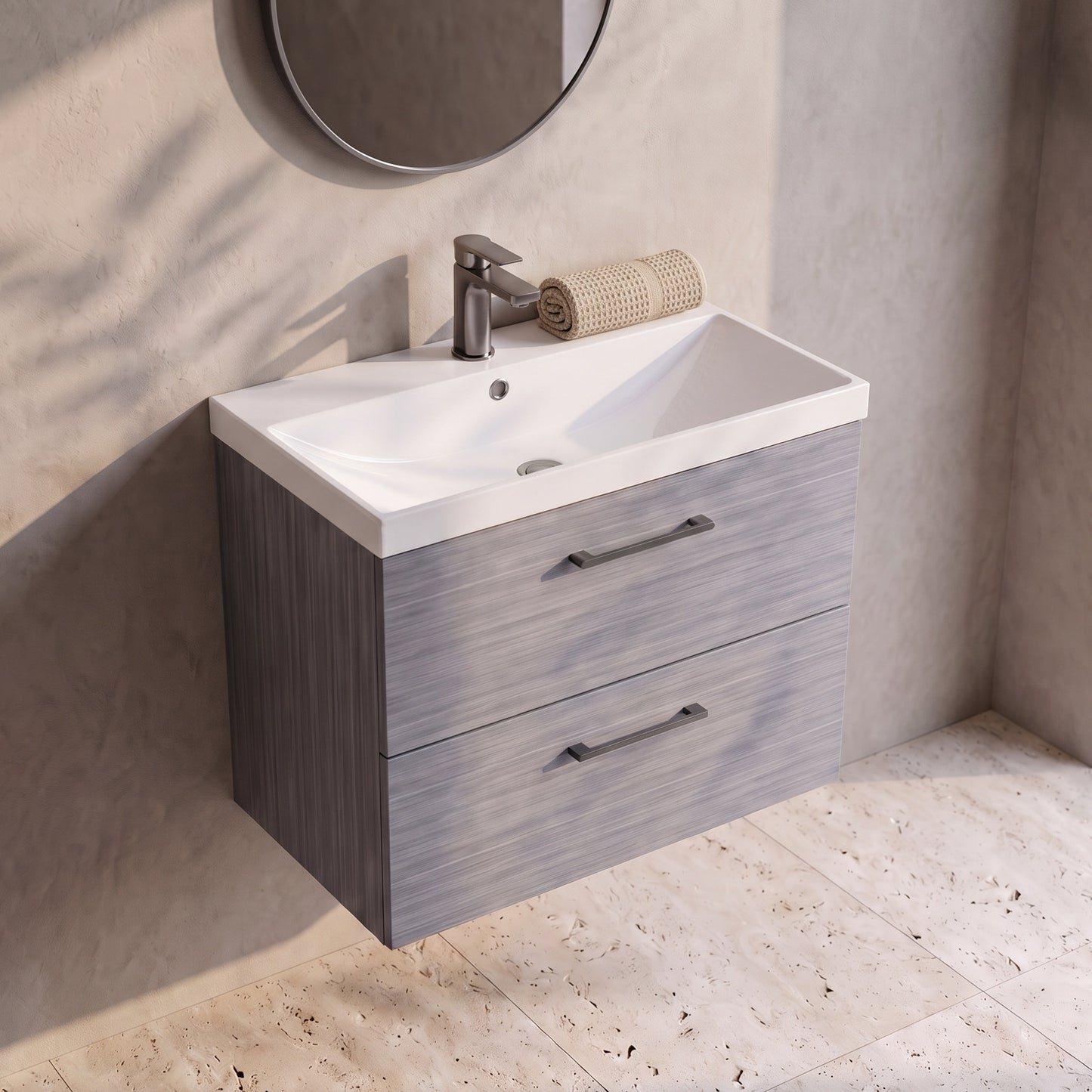 Fairford Aspri 800mm Anthracite 2-Drawer Wall Hung Vanity Unit