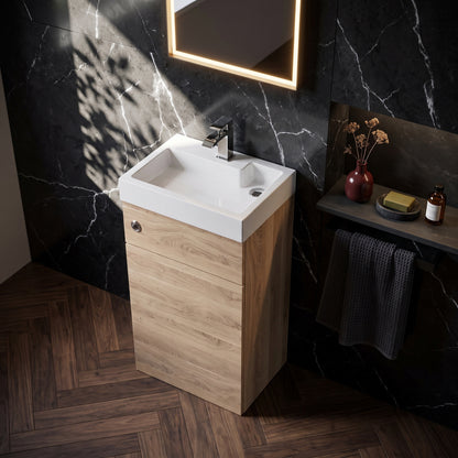 Fairford Carnation 500mm Bleached Oak 2 in 1 WC Unit & Basin