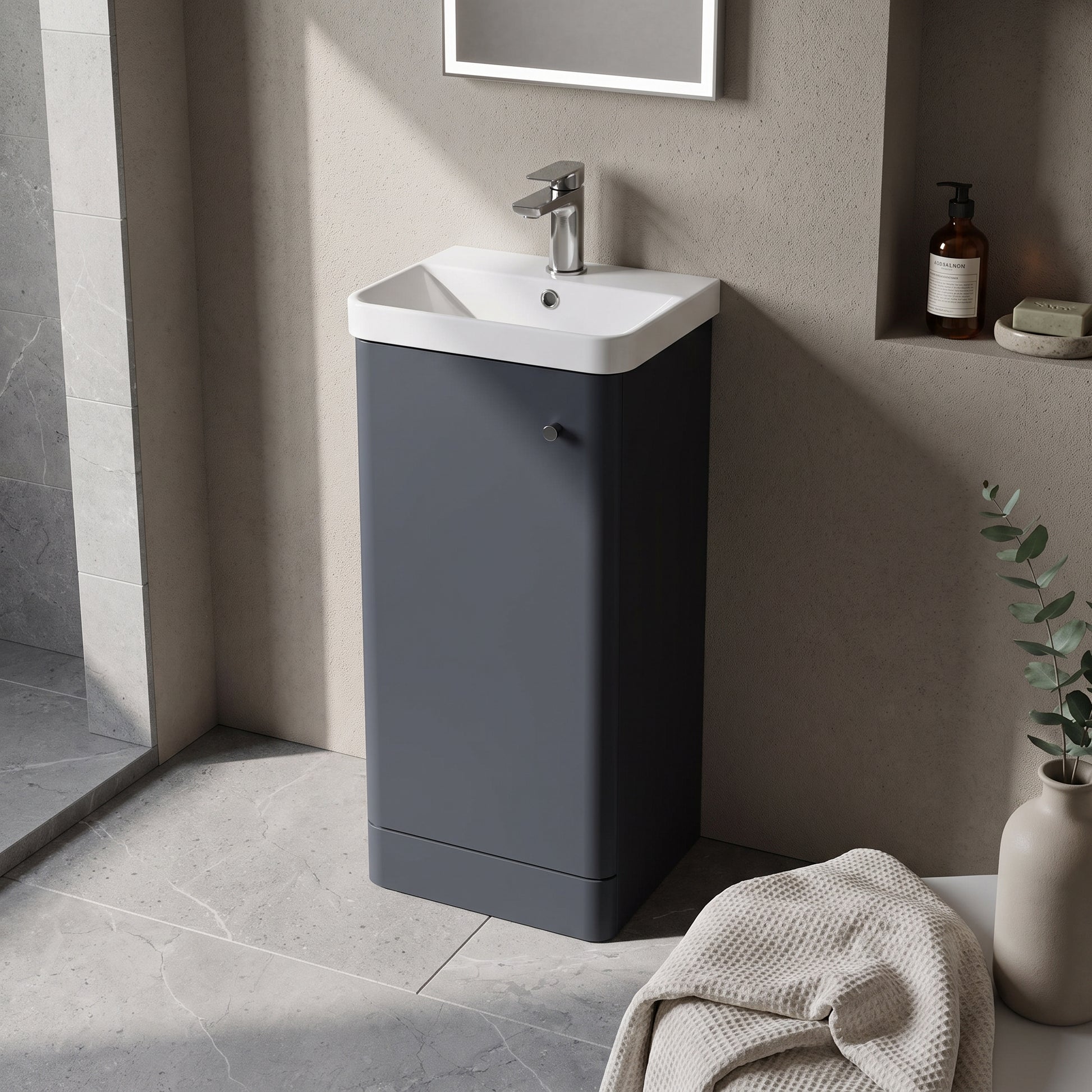 Fairford Crayo 400mm Soft Black Floor Standing Vanity Unit