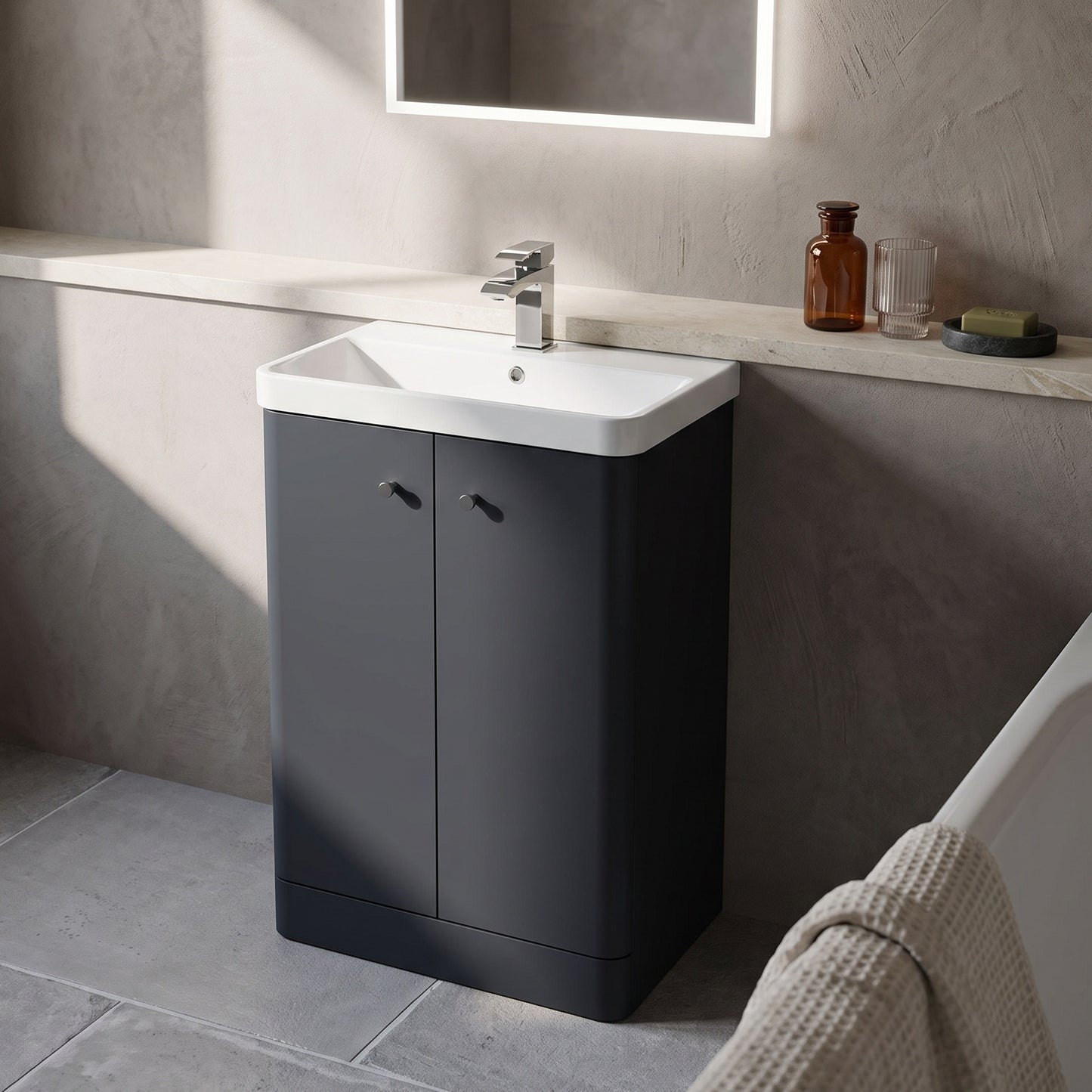 Fairford Crayo 600mm Soft Black Floor Standing Vanity Unit