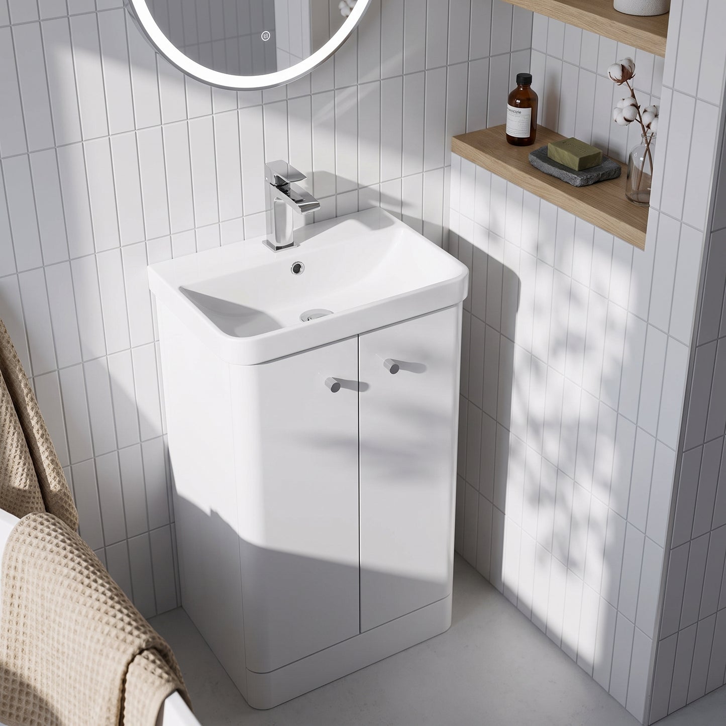 Fairford Crayo 500mm Gloss White Floor Standing Vanity Unit