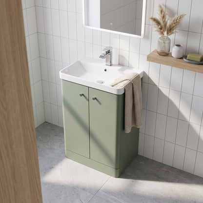 Fairford Crayo Satin Green 600mm 2 Door Floorstanding Vanity Unit