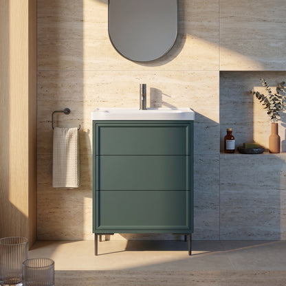 Fairford Elan Marin Green 600mm Floorstanding Vanity Unit with Gunmetal Legs