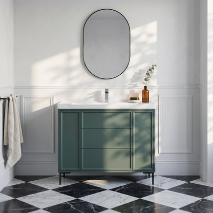 Fairford Elan Marin Green 1000mm Floorstanding Vanity Unit with Matt Black Legs
