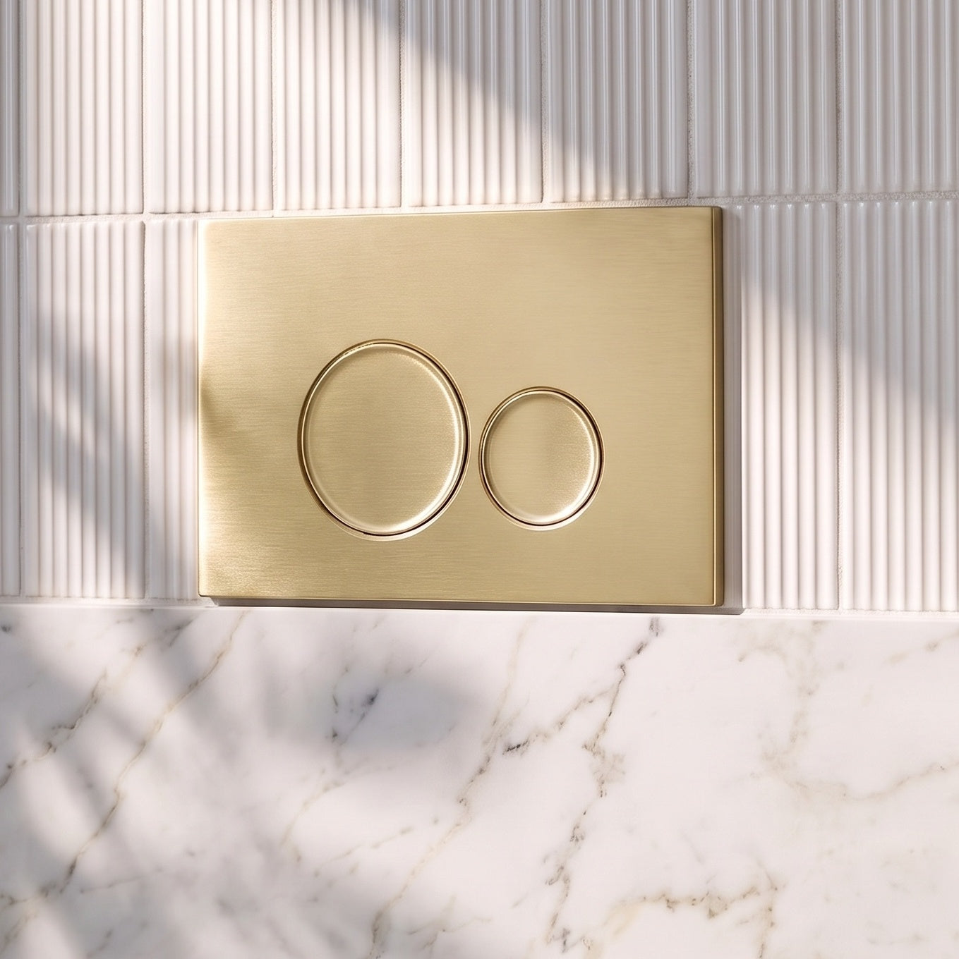 Fairford Virta Brushed Brass Flush Plate with Round Buttons