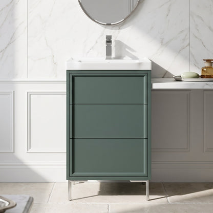Fairford Elan Marin Green 500mm Floorstanding Vanity Unit with Chrome Legs