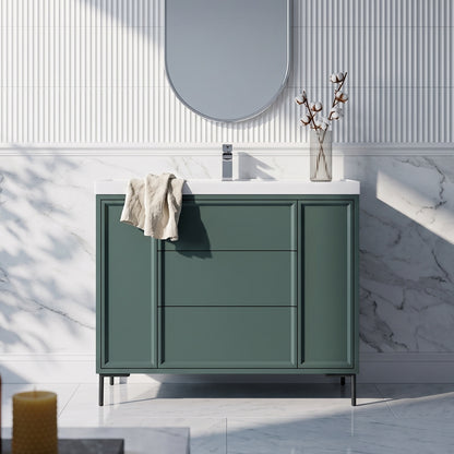 Fairford Elan Marin Green 1000mm Floorstanding Vanity Unit with Matt Black Legs