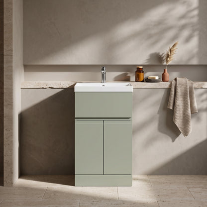 Fairford Finesse 500mm Satin Green Floorstanding 2-Door/Drawer Vanity