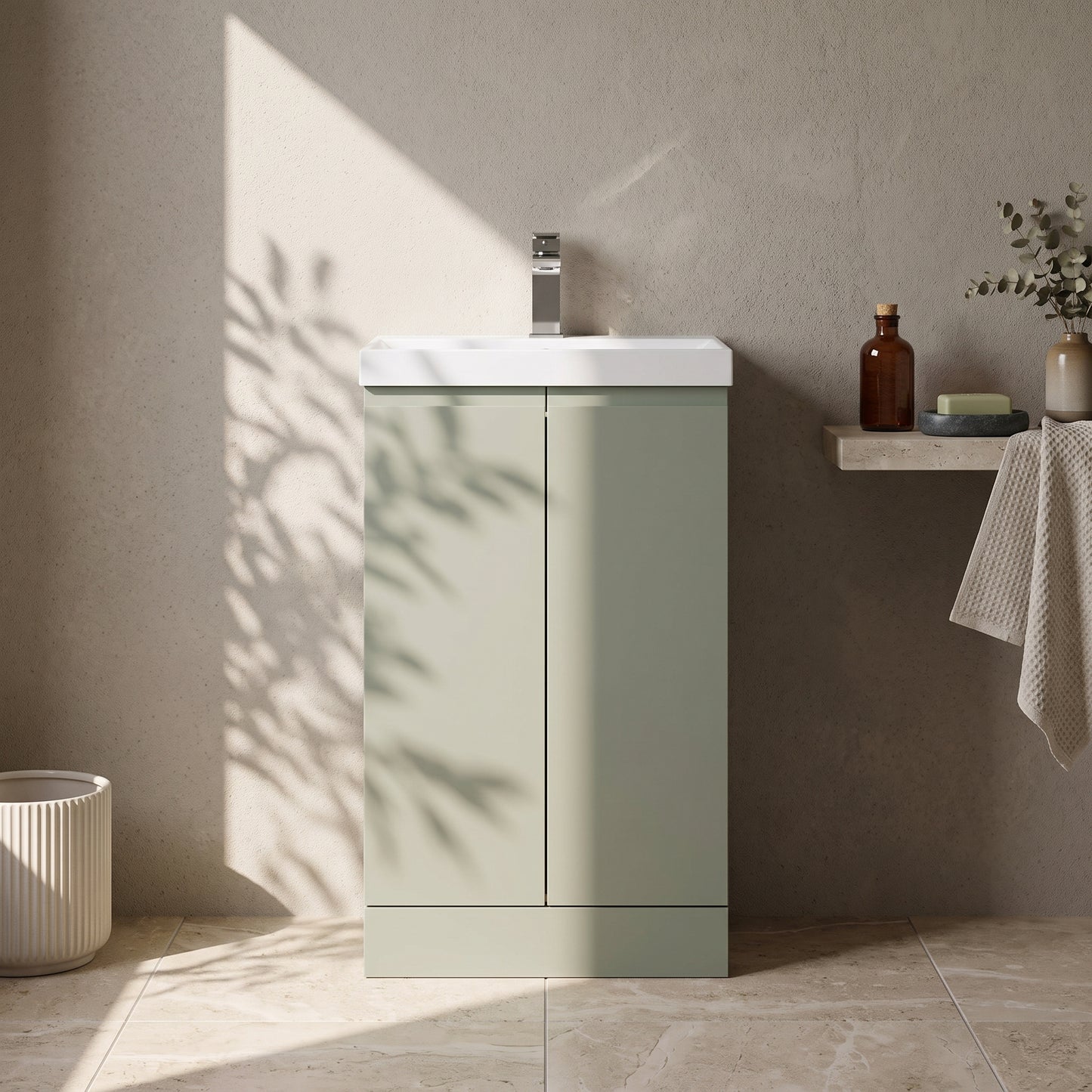 Fairford Finesse 500mm Satin Green Floorstanding 2-Door Vanity Unit