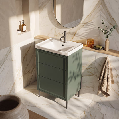 Fairford Elan Marin Green 500mm Floorstanding Vanity Unit with Gunmetal Legs
