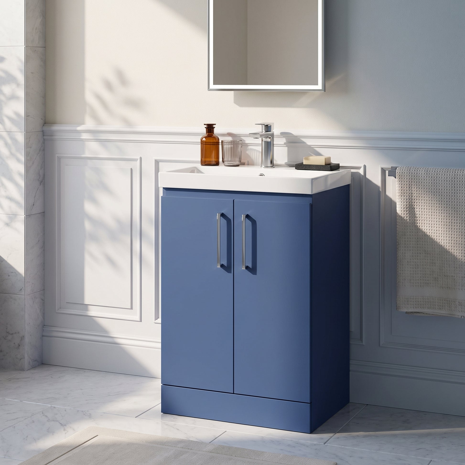Fairford Finesse 500mm Satin Blue Floor Standing Vanity Unit