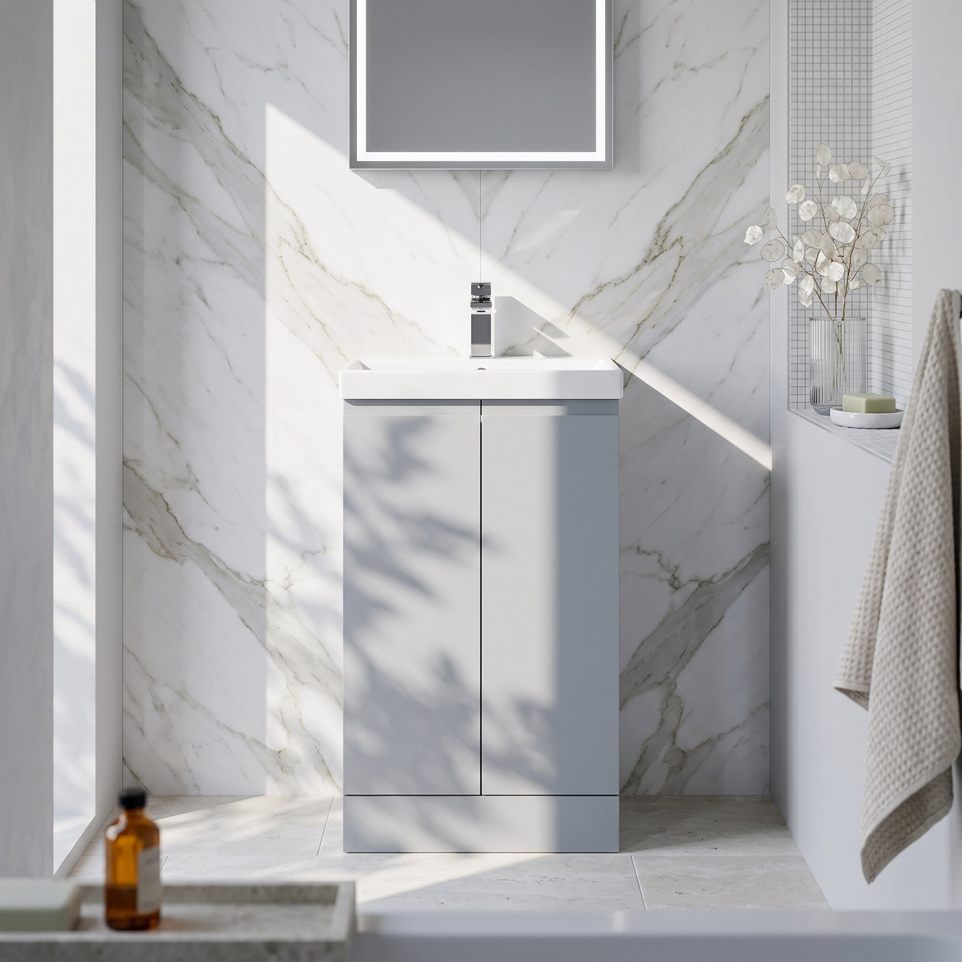 Fairford Finesse 500mm Satin Grey Floor Standing Vanity Unit