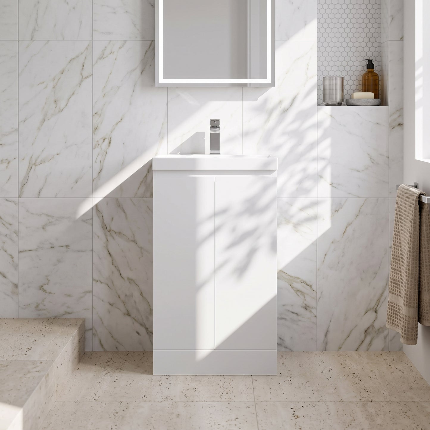 Fairford Finesse 500mm Satin White Floor Standing Vanity Unit