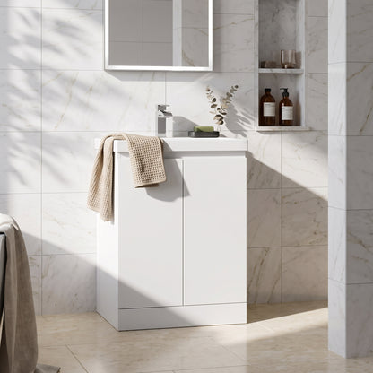 Fairford Finesse 600mm Satin White Floor Standing Vanity Unit