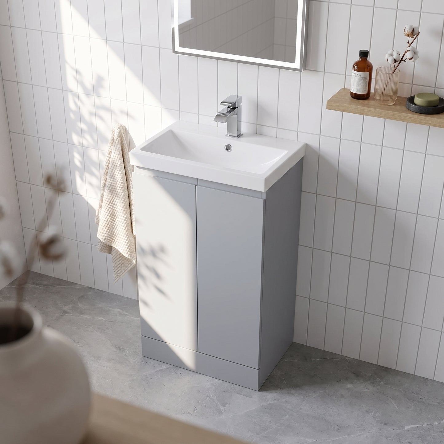 Fairford Finesse 500mm Satin Grey Floor Standing Vanity Unit