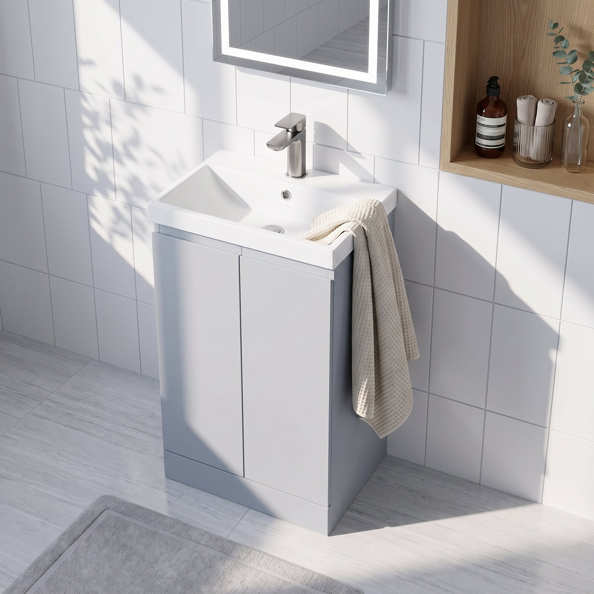 Fairford Finesse 500mm Satin Grey Floor Standing Vanity Unit