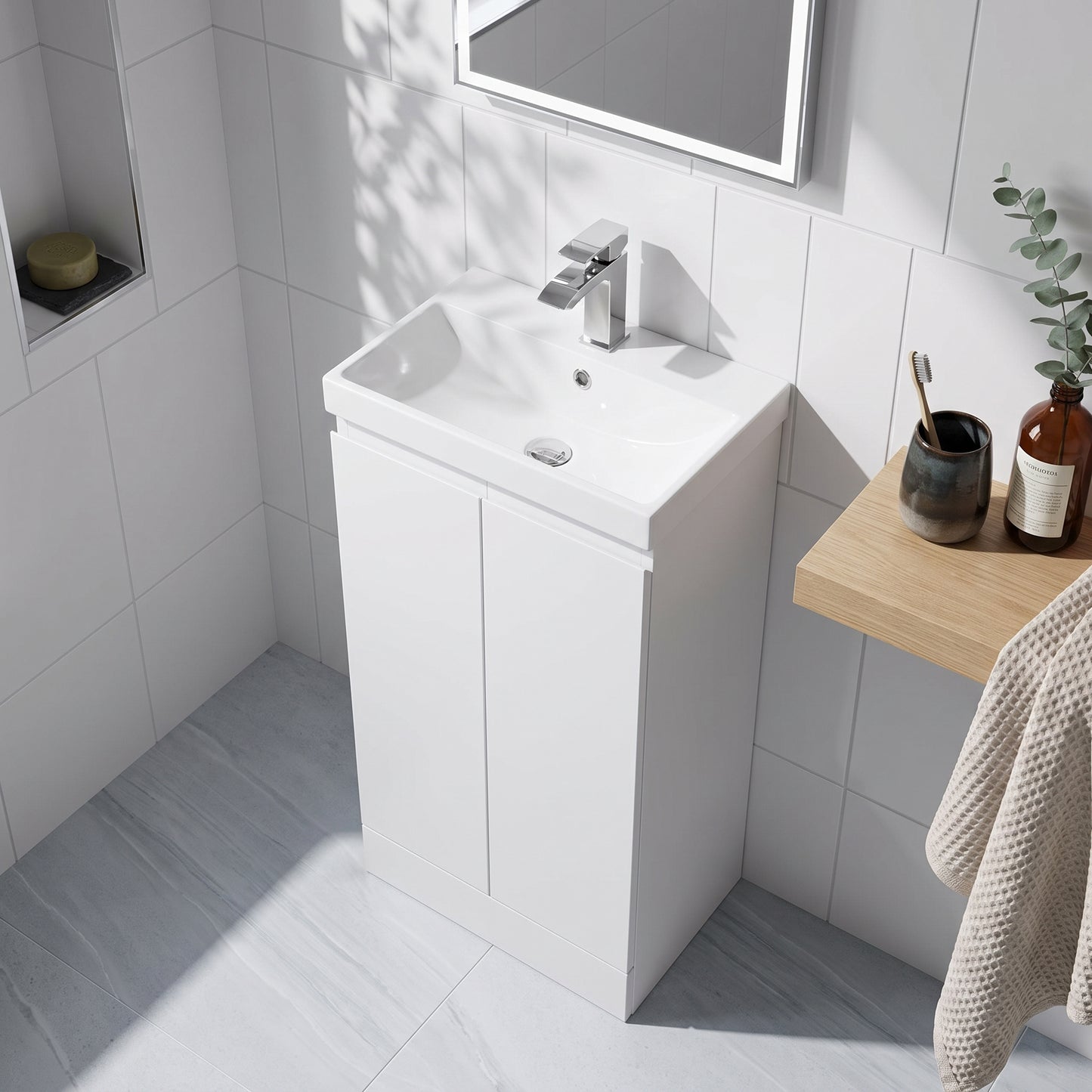 Fairford Finesse 500mm Satin White Floor Standing Vanity Unit