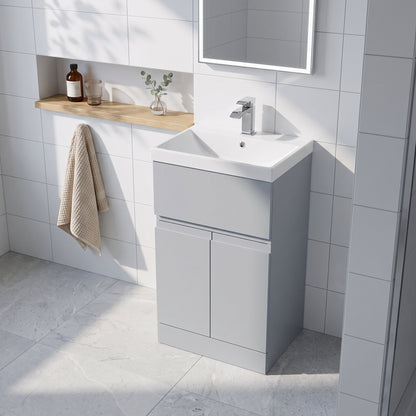 Fairford Finesse 500mm Satin Grey Floor Standing Vanity Unit, with Top Drawer