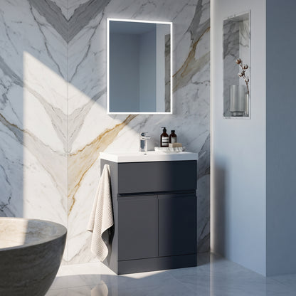 Fairford Finesse 600mm Soft Black Floorstanding 2-Door/Drawer Vanity Unit