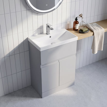 Fairford Finesse 600mm Satin Grey Floor Standing Vanity Unit, with Top Drawer