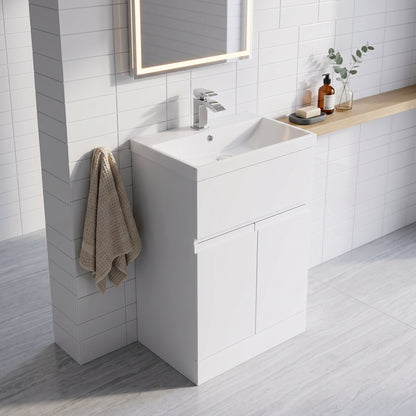 Fairford Finesse 600mm Satin White Floor Standing Vanity Unit, with Top Drawer