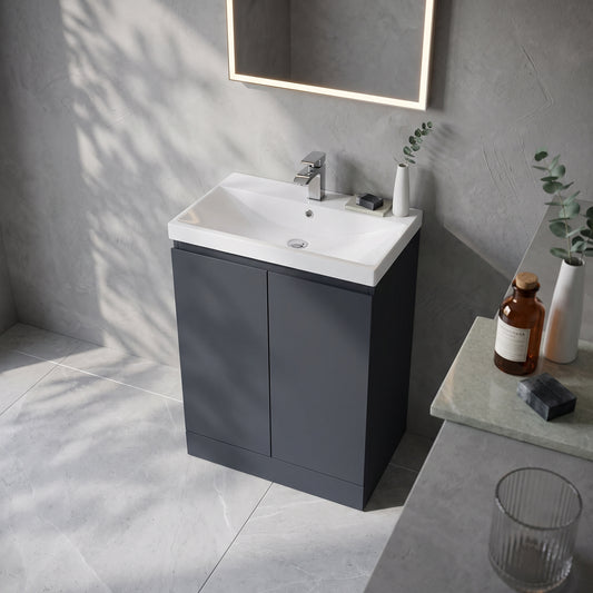 Fairford Finesse 600mm Soft Black Floorstanding 2-Door Vanity Unit