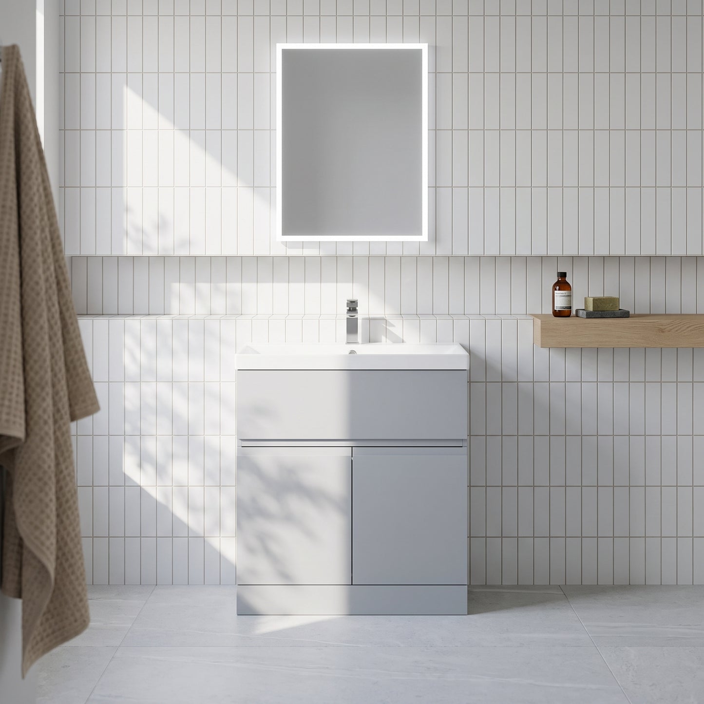 Fairford Finesse 800mm Satin Grey Floor Standing Vanity Unit, with Top Drawer