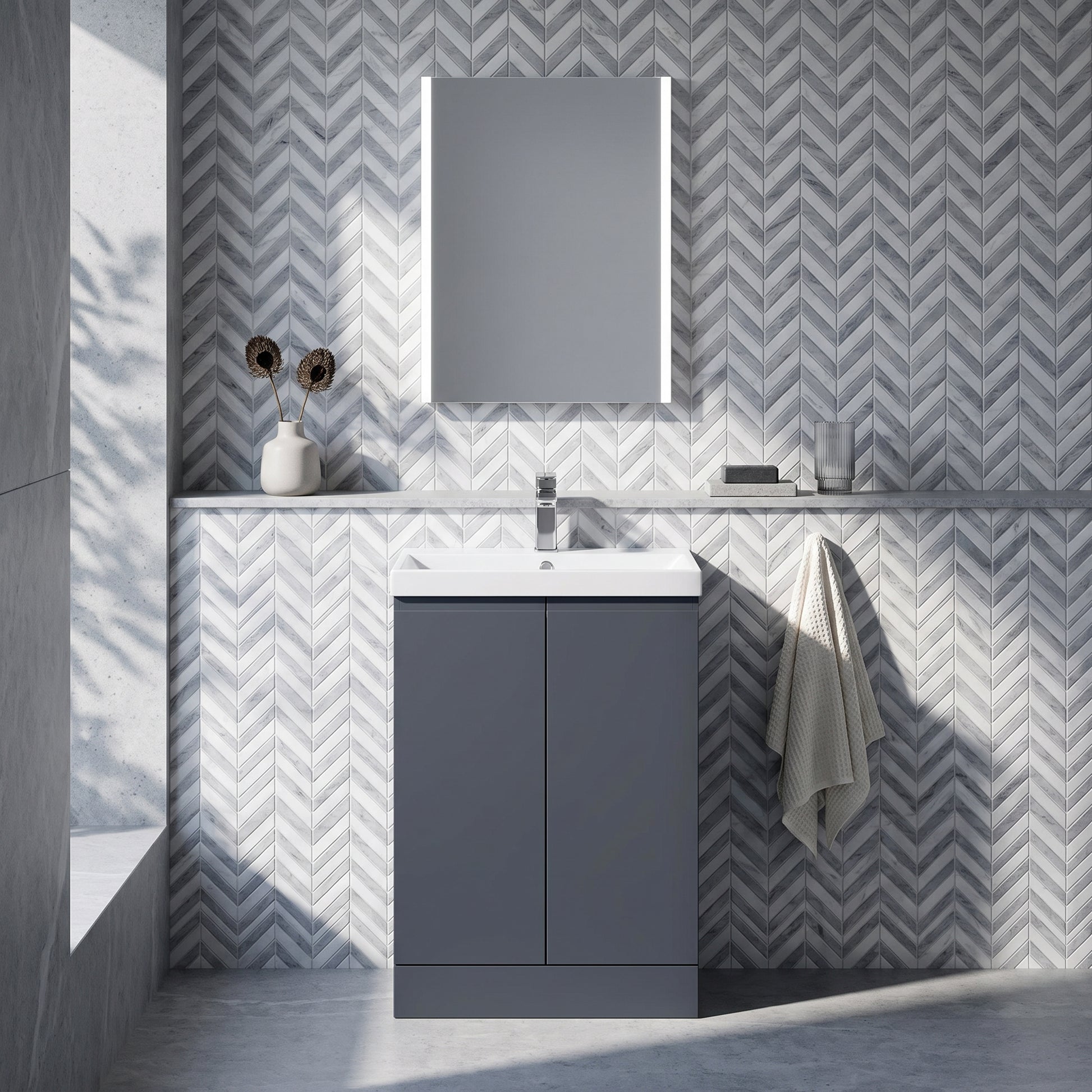Fairford Finesse 600mm Soft Black Floorstanding 2-Door Vanity Unit
