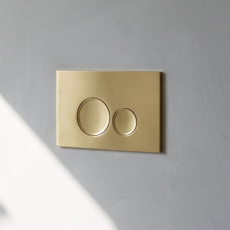 Fairford Virta Brushed Brass Flush Plate with Round Buttons