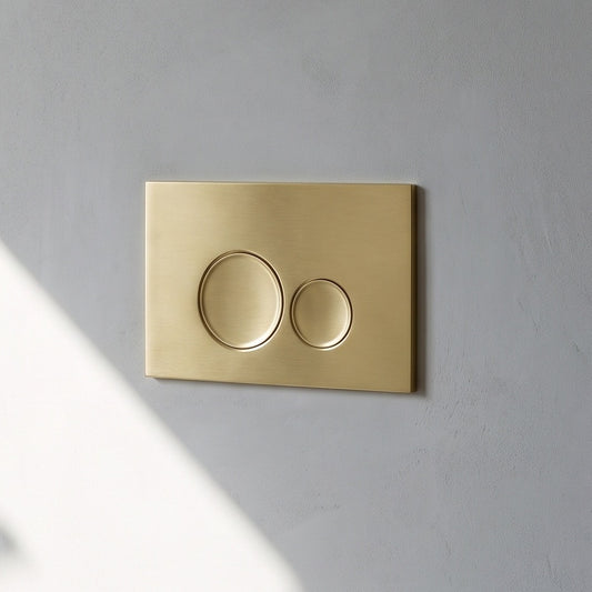 Fairford Virta Brushed Brass Flush Plate with Round Buttons