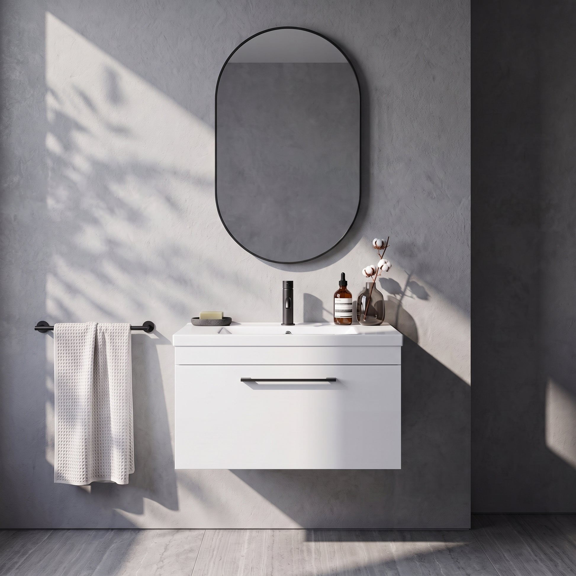 Fairford Aspri Gloss White 600mm 1 Drawer Wall Hung Vanity Unit