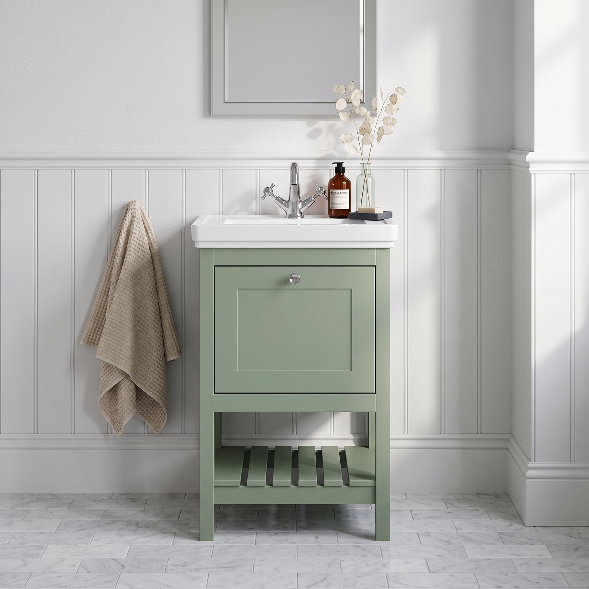 Fairford Juliette 500mm Fern Green 1 Tap Hole Floorstanding Vanity Unit