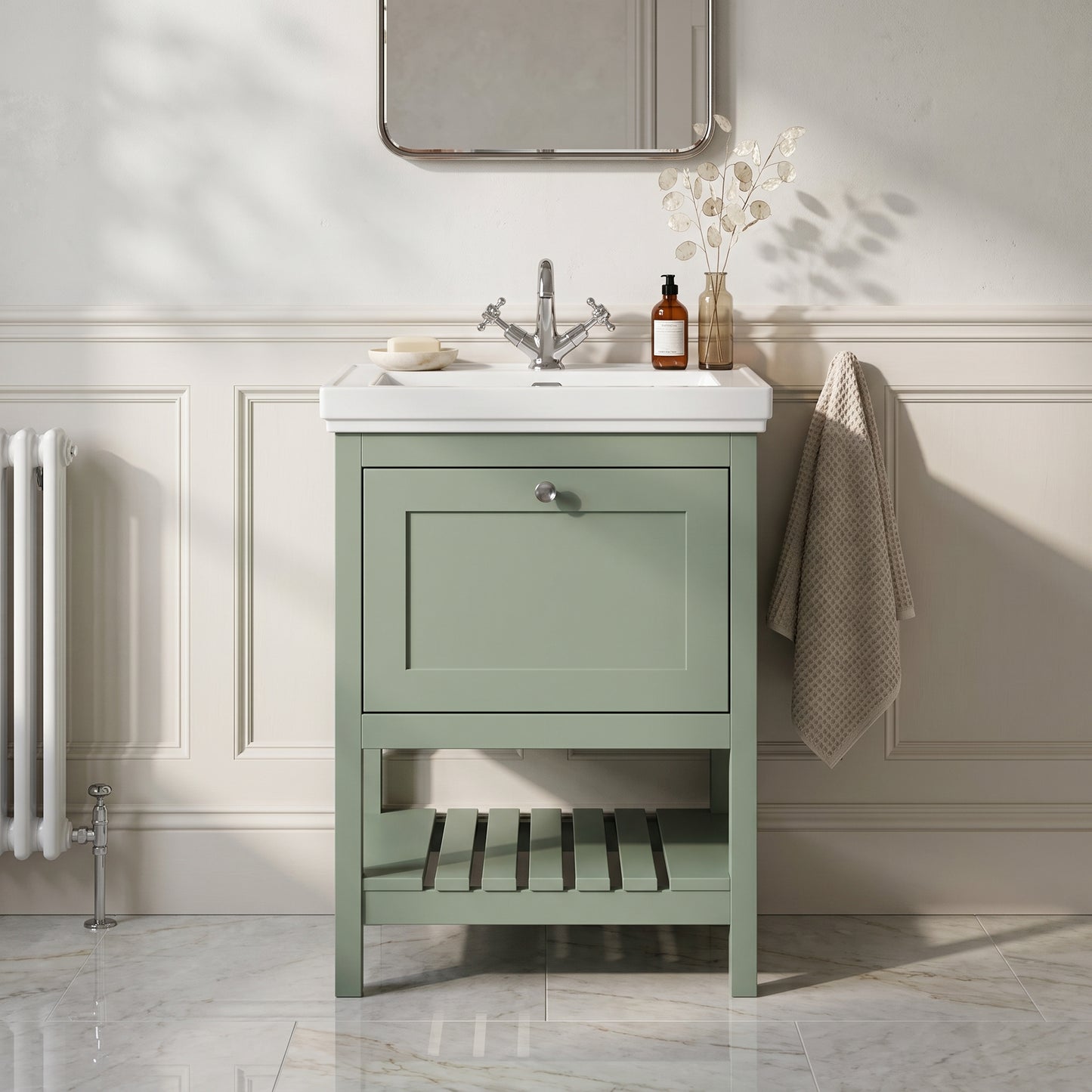 Fairford Juliette 600mm Fern Green 1 Tap Hole Floorstanding Vanity Unit