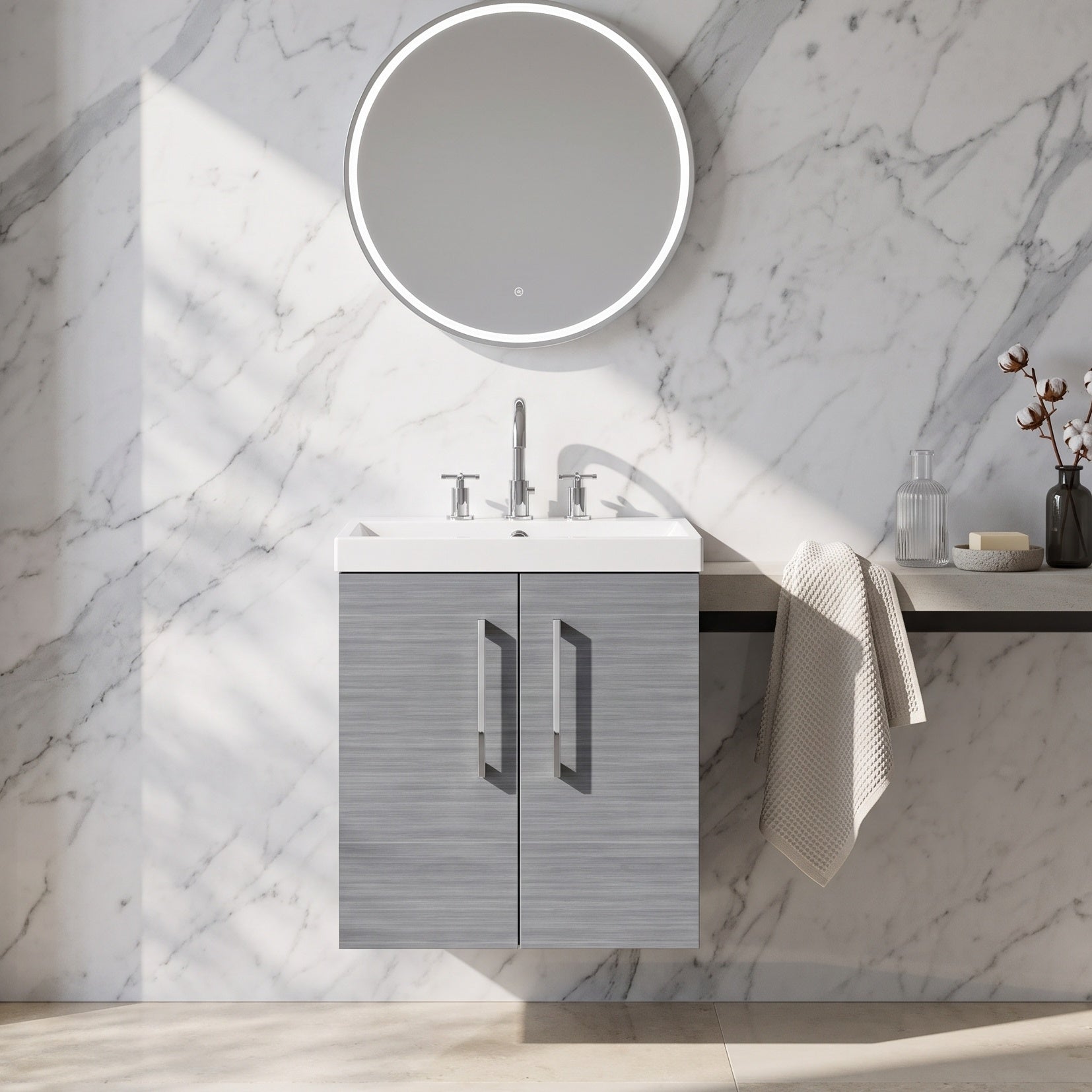 Fairford Aspri 500mm Anthracite 2-Door Wall Hung Vanity Unit