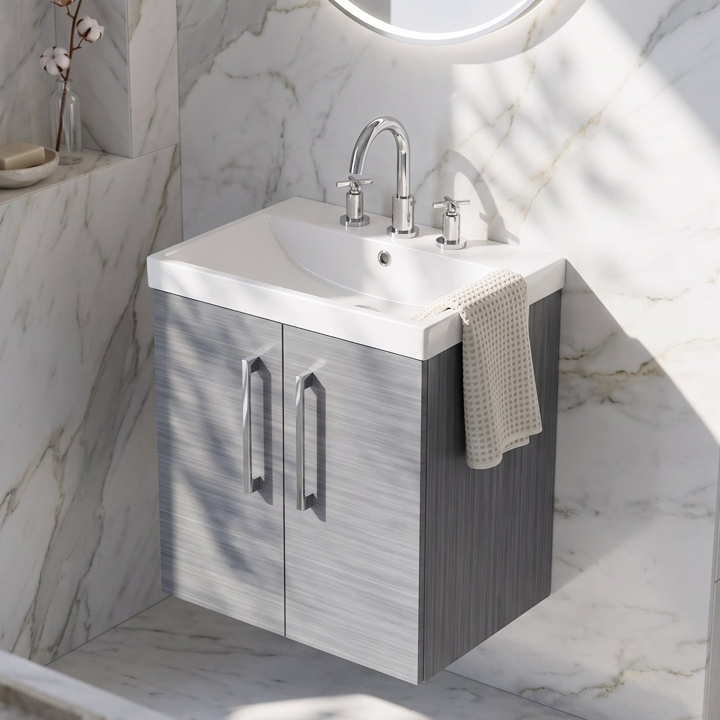 Fairford Aspri 500mm Anthracite 2-Door Wall Hung Vanity Unit