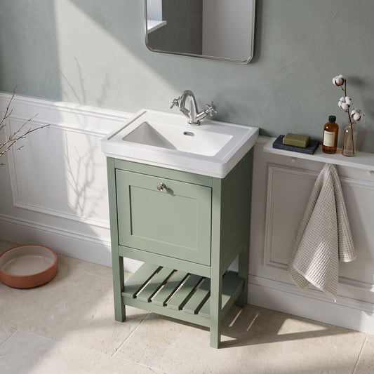 Fairford Juliette 500mm Fern Green 1 Tap Hole Floorstanding Vanity Unit