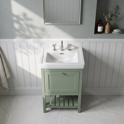 Fairford Juliette 500mm Fern Green 3 Tap Hole Floorstanding Vanity Unit