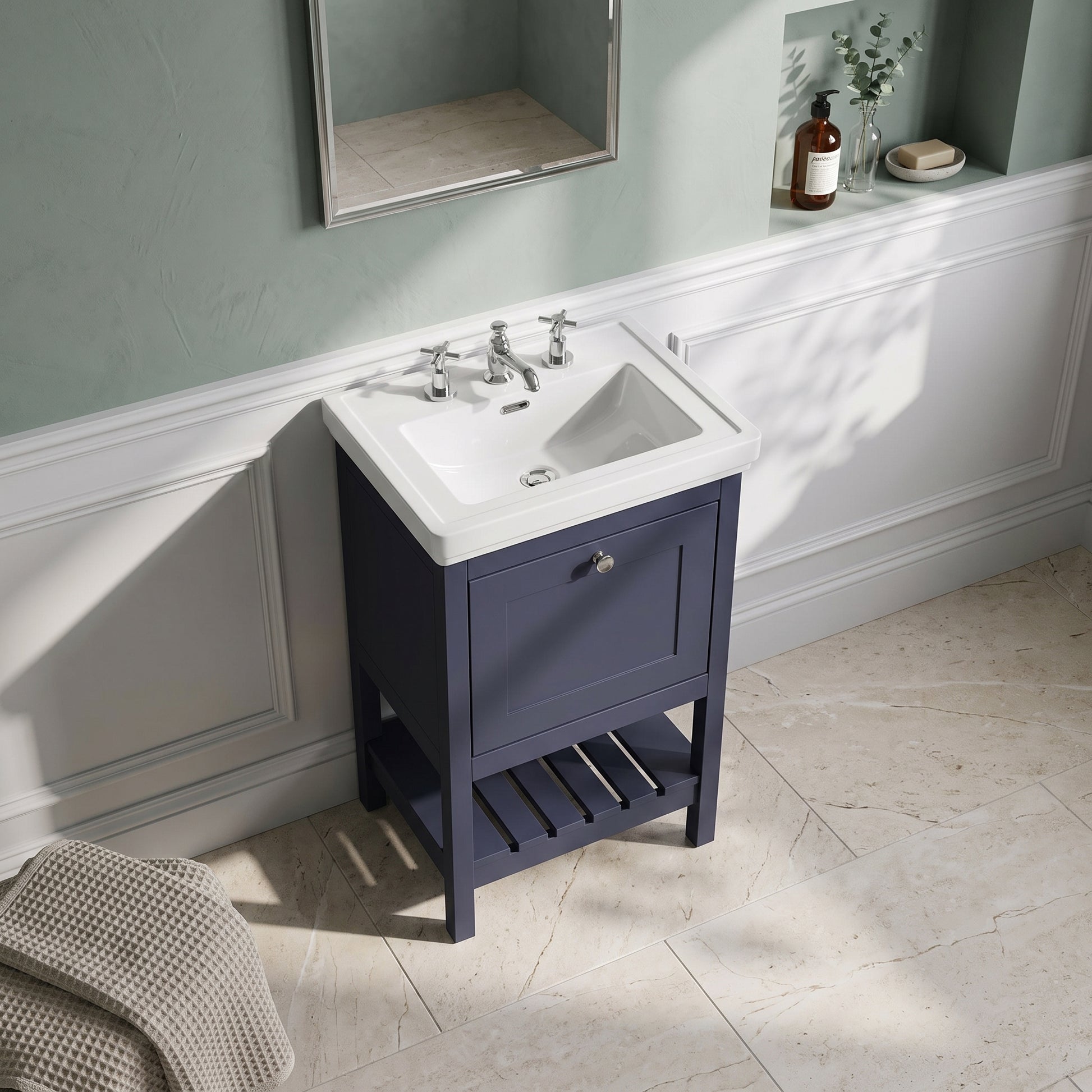 Fairford Juliette 500mm Indigo Blue 3 Tap Hole Floorstanding Vanity Unit
