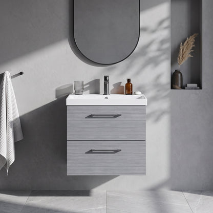 Fairford Aspri 600mm Anthracite 2-Drawer Wall Hung Vanity Unit