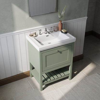Fairford Juliette 600mm Fern Green 3 Tap Hole Floorstanding Vanity Unit