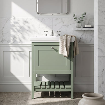 Fairford Juliette 600mm Fern Green 3 Tap Hole Floorstanding Vanity Unit