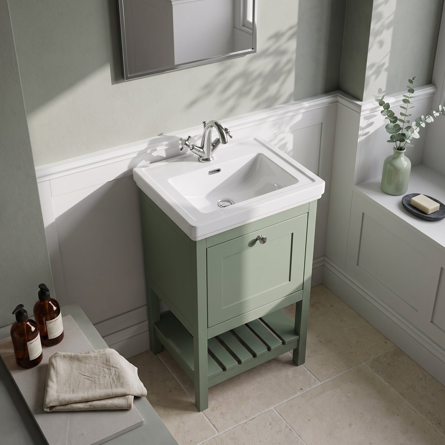 Fairford Juliette 500mm Fern Green 1 Tap Hole Floorstanding Vanity Unit