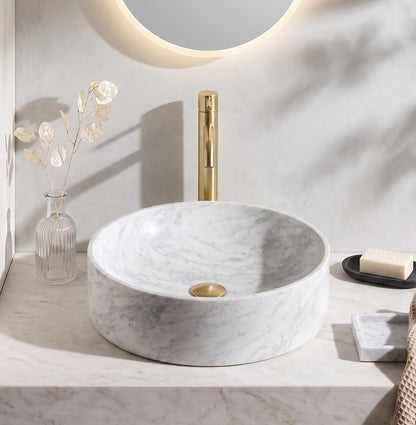 350 x 350mm Carrara Marble Round Vessel