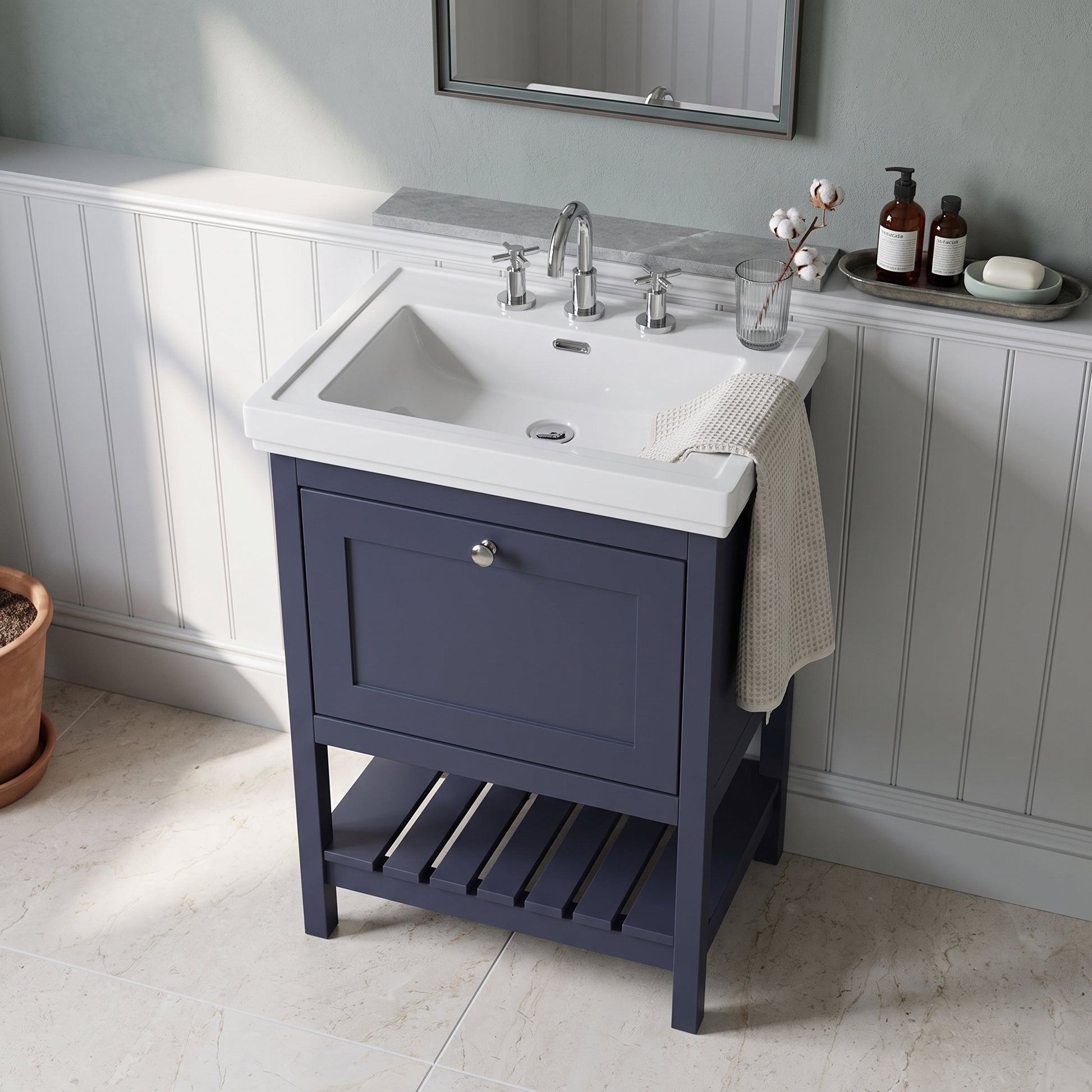 Fairford Juliette 600mm Indigo Blue 3 Tap Hole Floorstanding Vanity Unit