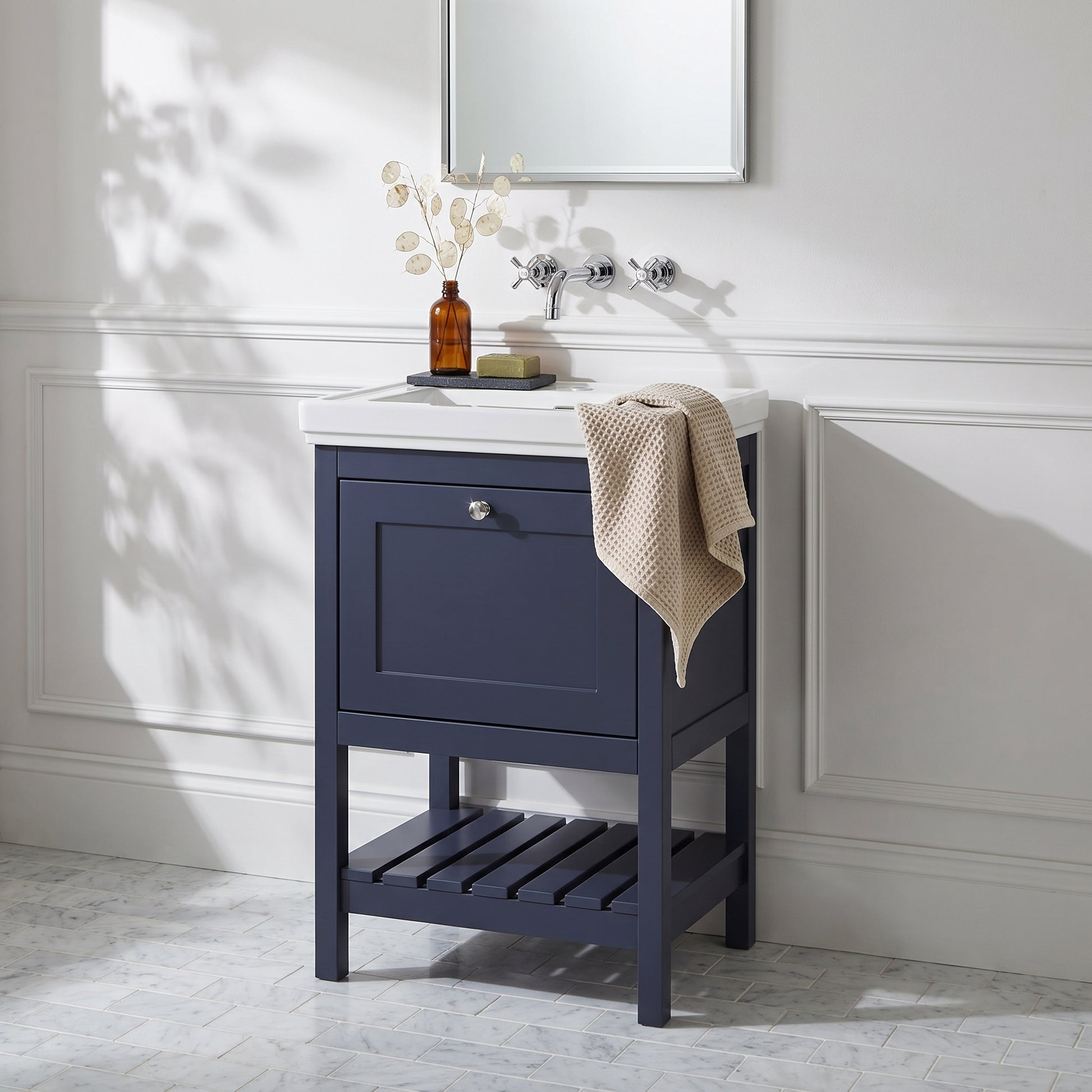 Fairford Juliette Indigo Blue 500mm 1 Drawer Floorstanding Vanity Unit with 0 Tap Hole Basin