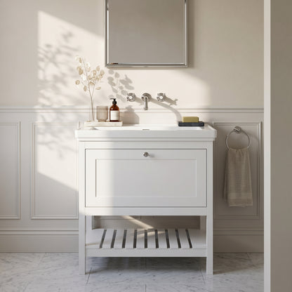 Fairford Juliette Satin White 800mm 1 Drawer Floorstanding Vanity Unit with 0 Tap Hole Basin