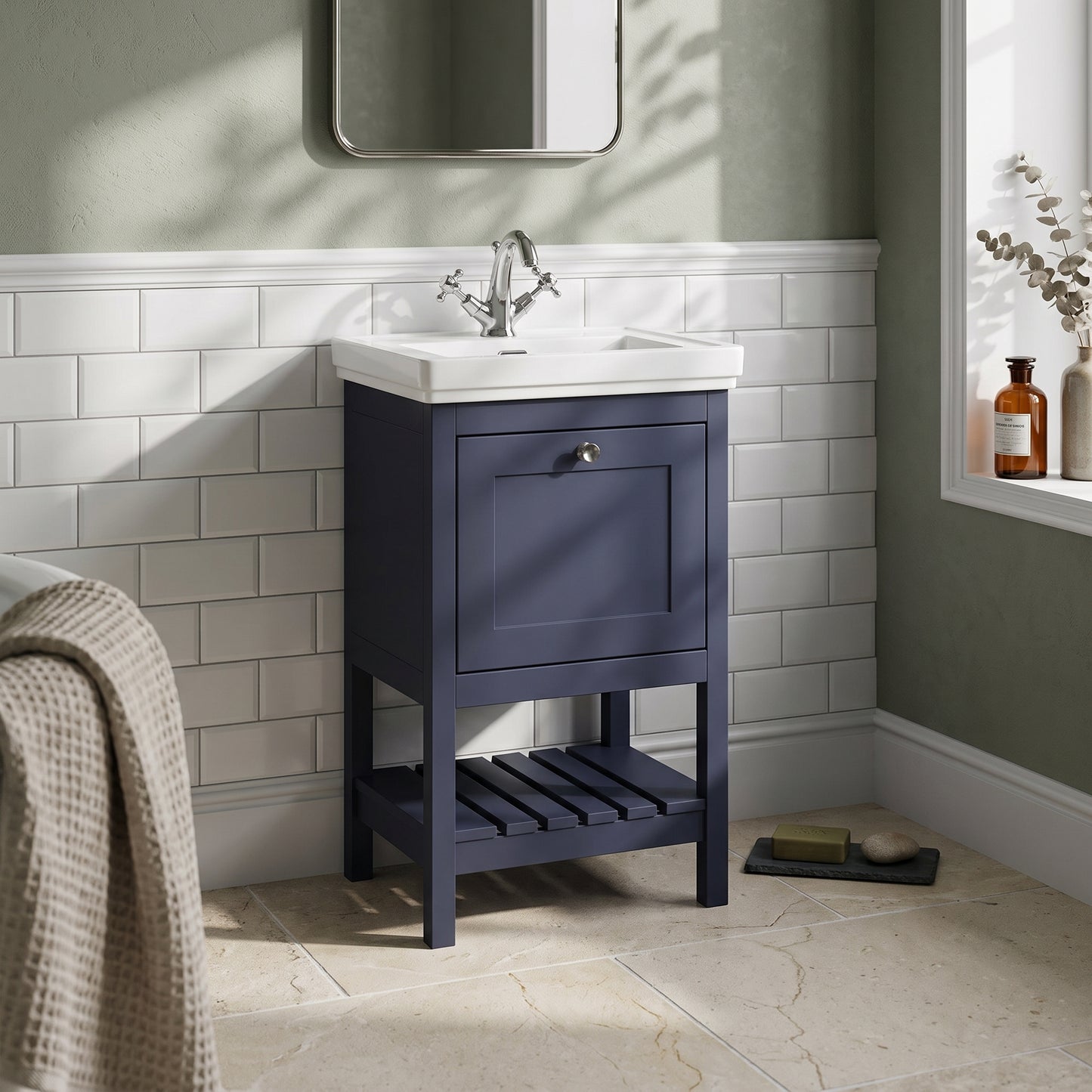 Fairford Juliette 500mm Indigo Blue 1 Tap Hole Floorstanding Vanity Unit