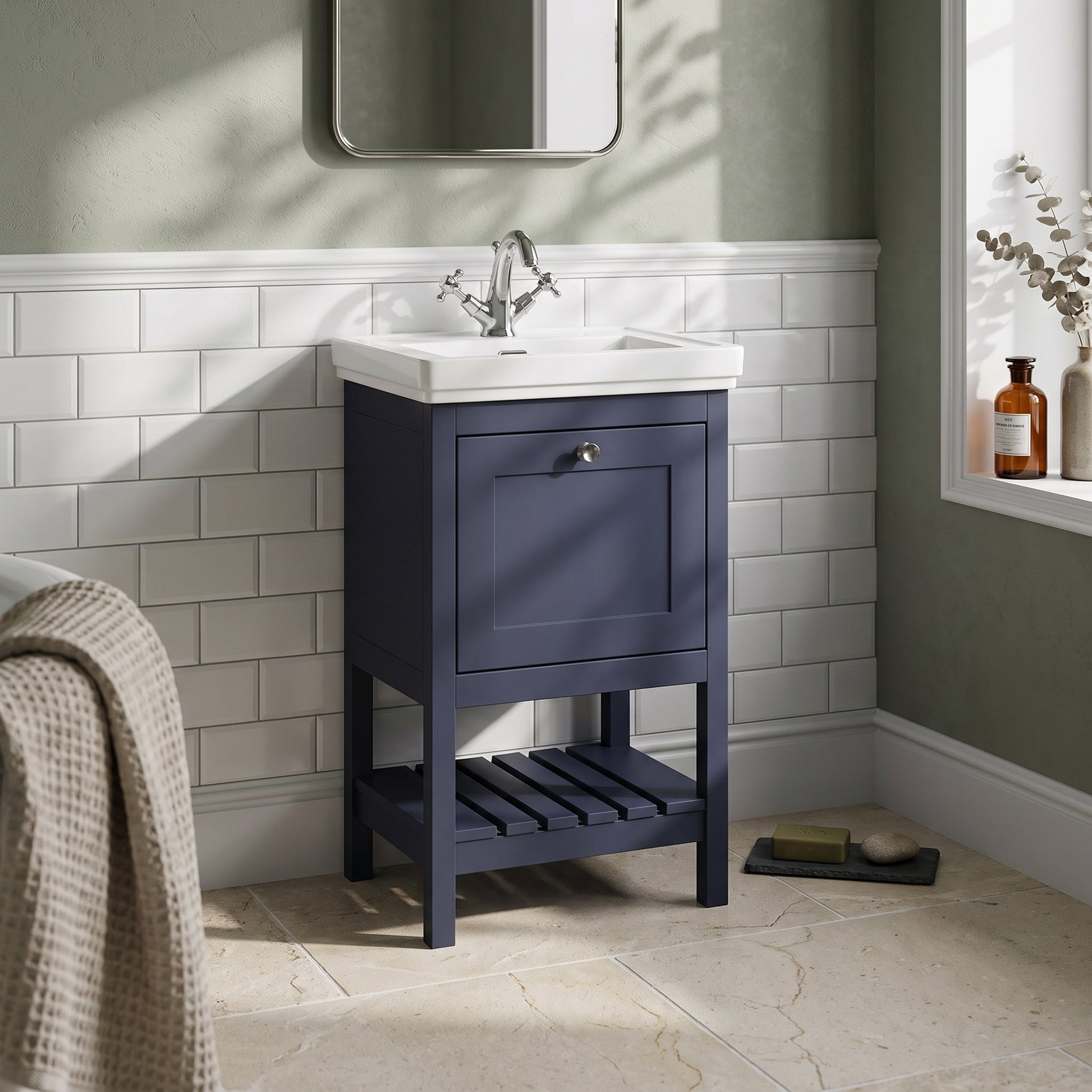 Fairford Juliette 500mm Indigo Blue 1 Tap Hole Floorstanding Vanity Unit