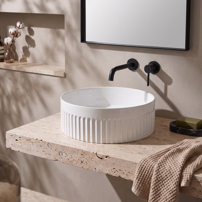 360 x 360mm fluted round vessel basin included in the pack